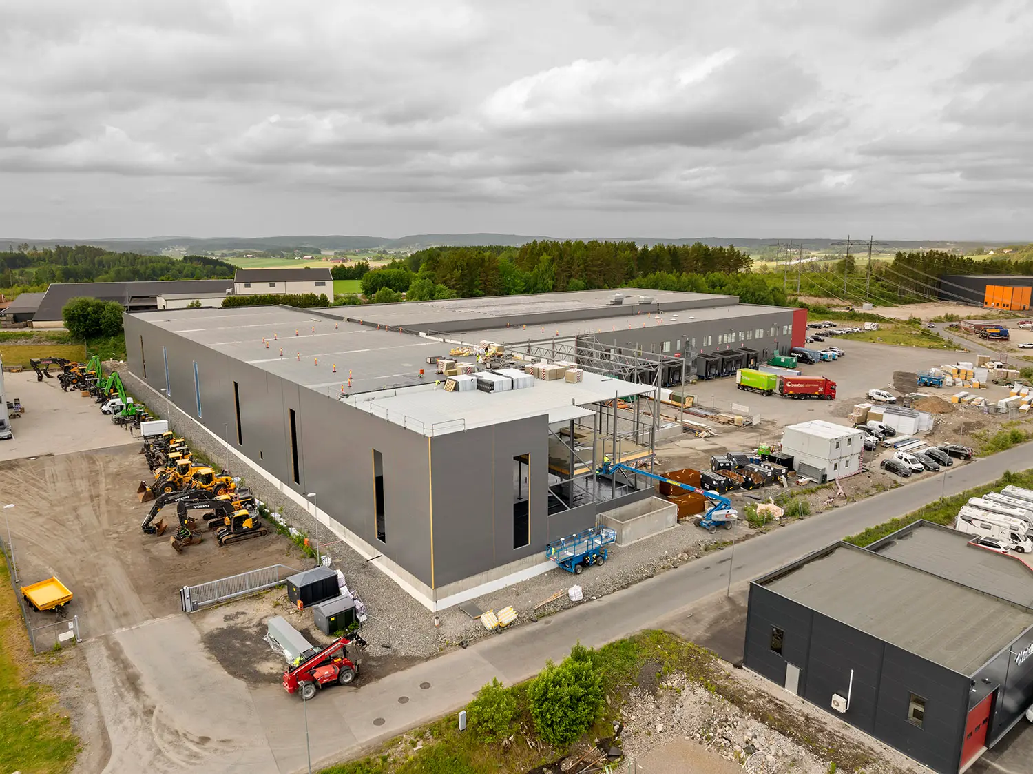 Tilbygget til New Wave i Råde sett fra luften